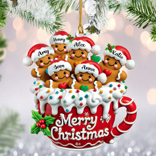 Gingerbread Family - Personalized 1-Layer Acrylic Ornament