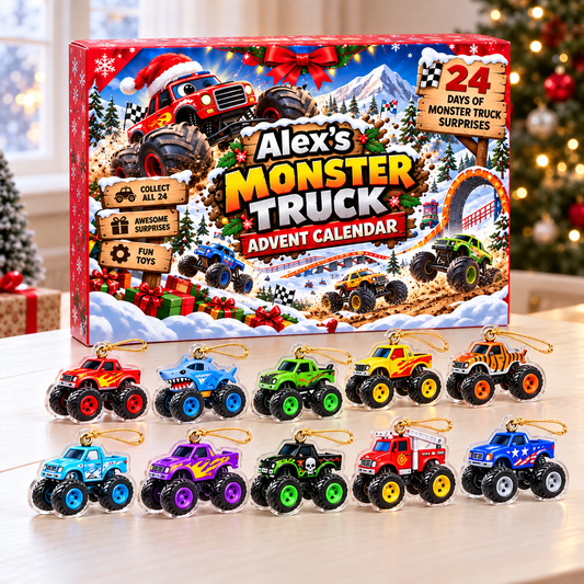 24 Days of Monster Trucks - Personalized Christmas Advent Calendar