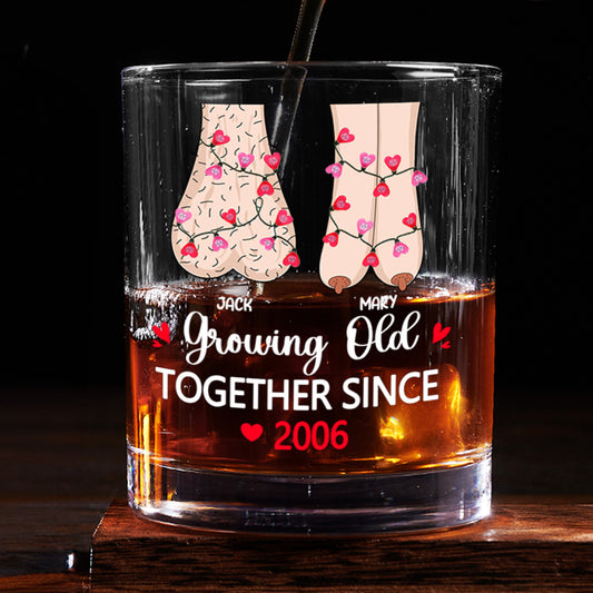 Growing Old - Personalized Round Whiskey Glass