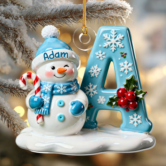 Adorable Snowman Alphabets - Personalized 1-Layer Acrylic Ornament