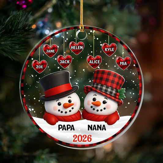 Snowman Christmas Grandparents - Personalized 1-Layer Acrylic Ornament