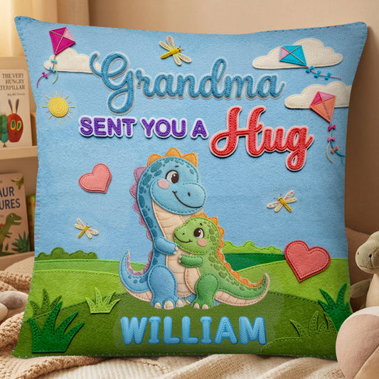 Grandma Sent You A Hug - Personalized Crystal Velvet Pillow