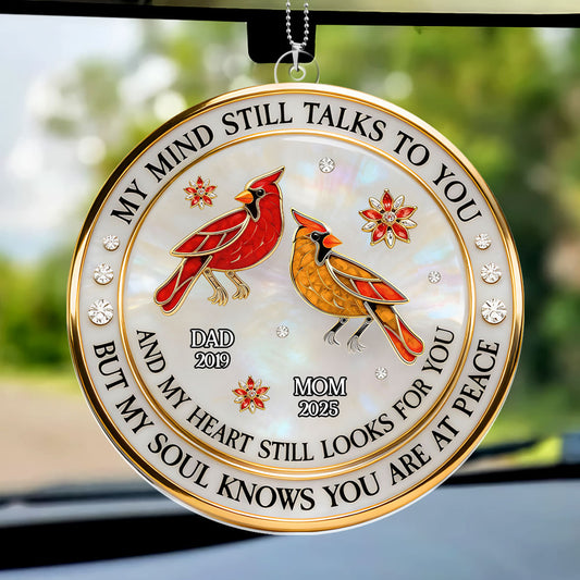 Cardinal Hummingbird My Mind My Heart My Soul - Personalized Car Acrylic Hanging Ornament