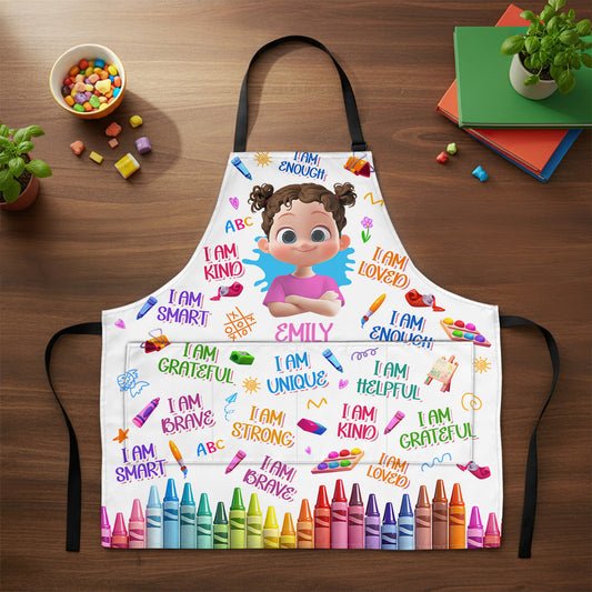 Kid's Art Affirmations - Personalized Kid Apron With Pocket