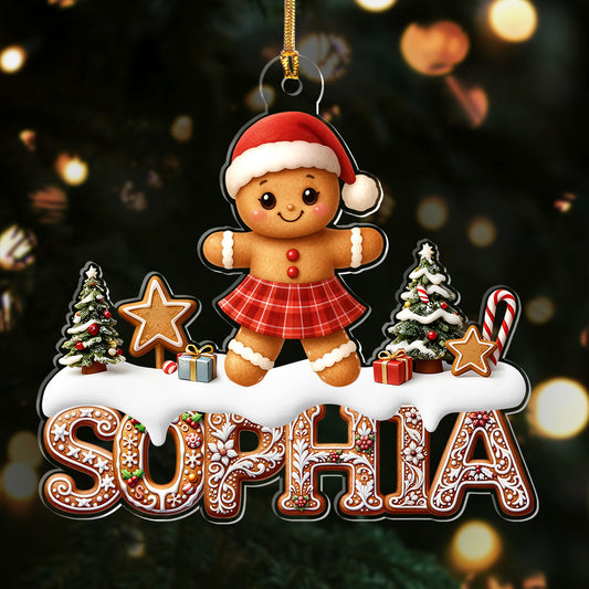 Cute Gingerbread Letter Buddy - Personalized 1-Layer Acrylic Ornament