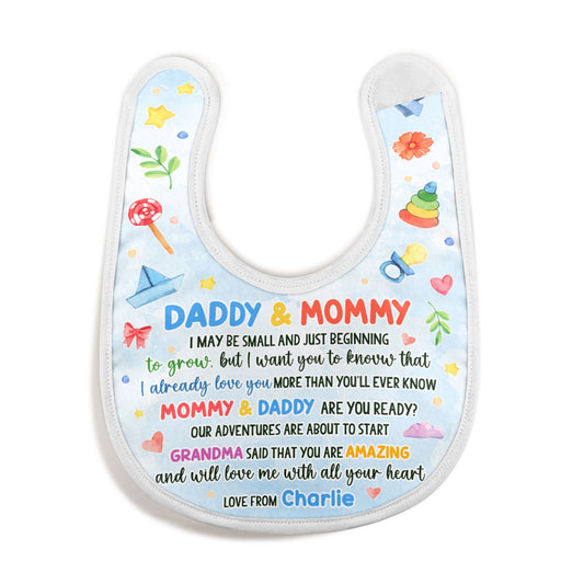 Dear Mommy And Daddy - Personalized Baby Bib