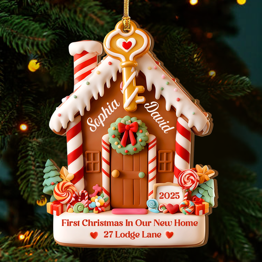 First Christmas In Our New Home - Personalized Wood Ornament Cutout & Print 1 Side