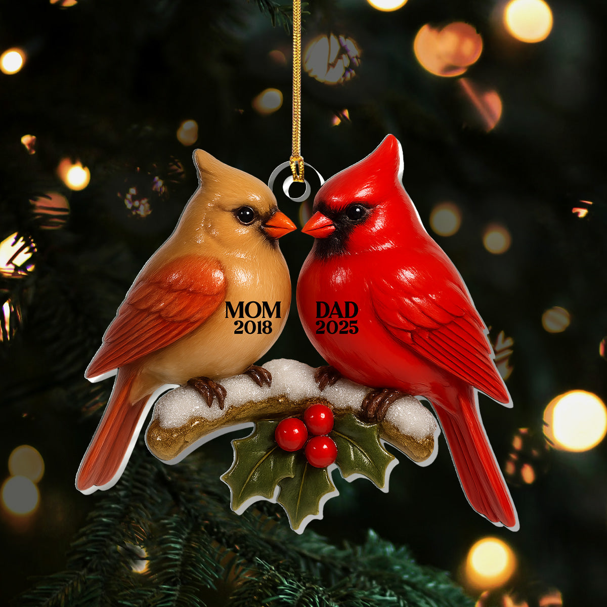 3D Effect Vintage Nostalgic Cardinals - Personalized 1-Layer Acrylic O ...