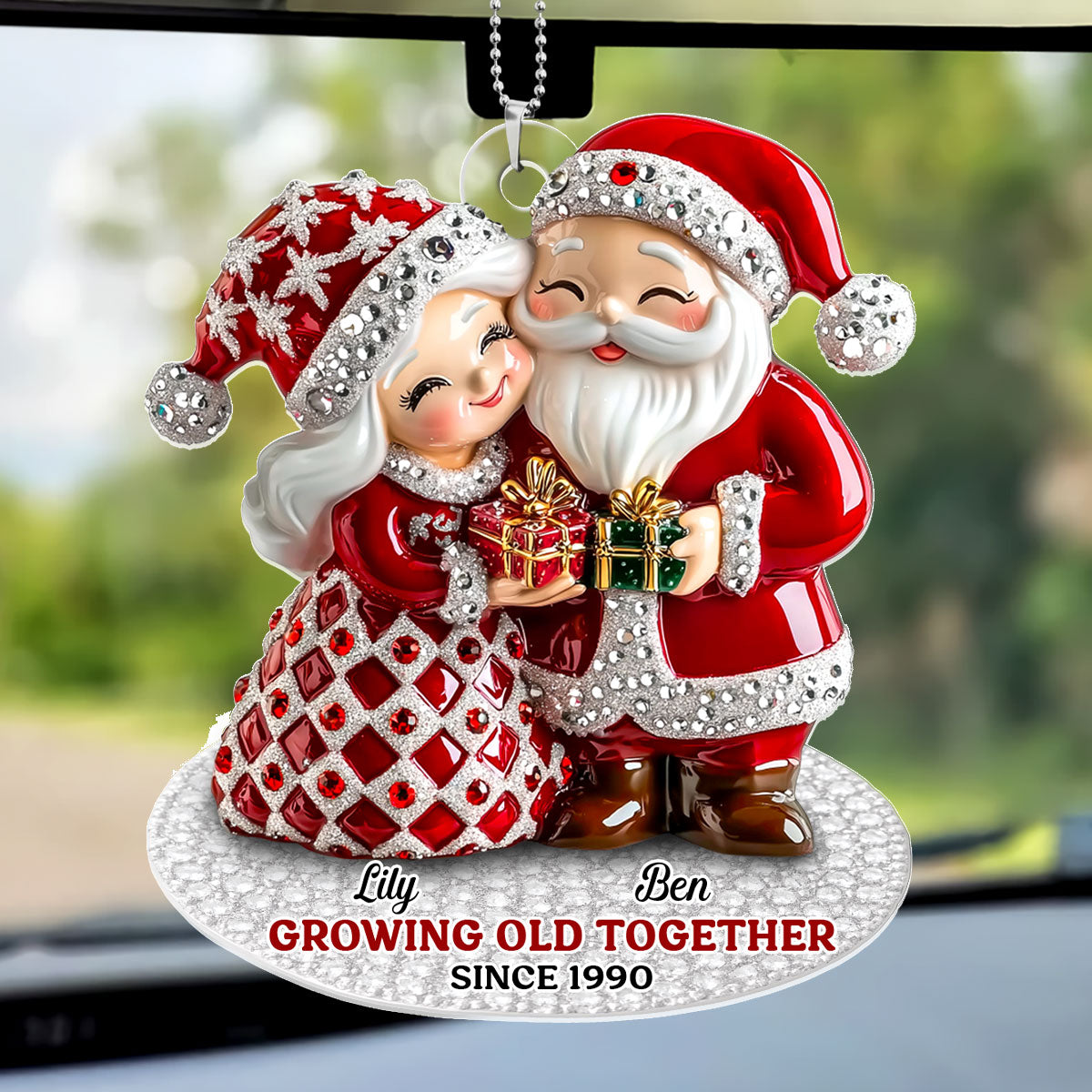 Gift For Couple - Santa Couple Growing Old Together - Personalized Car ...