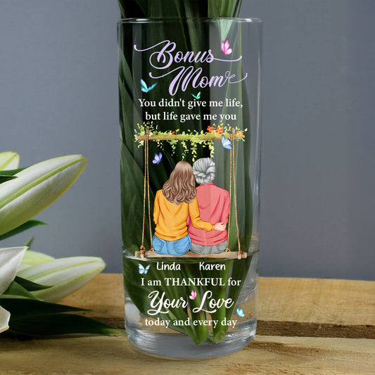 Bonus Mom Thanks For Your Love - Personalized Glass Vase