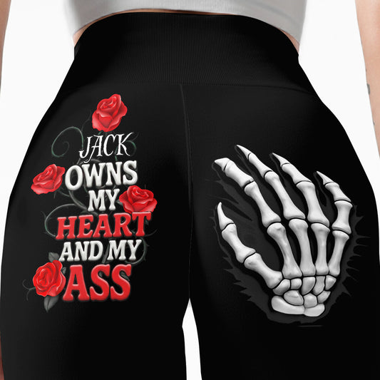 Skeleton Hand He Owns My Heart And My Ass - Personalized Leggings
