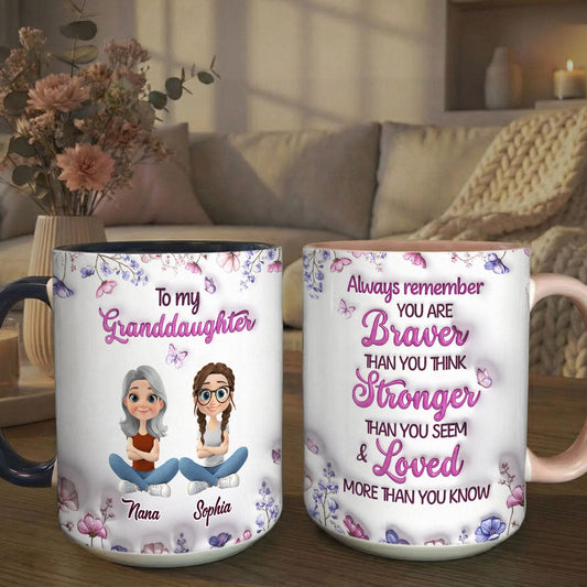 To My Granddaughter - Personalized Accent Mug