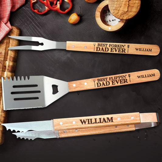 Best Flippin' Dad Ever - Personalized BBQ Spatula Or Tool set