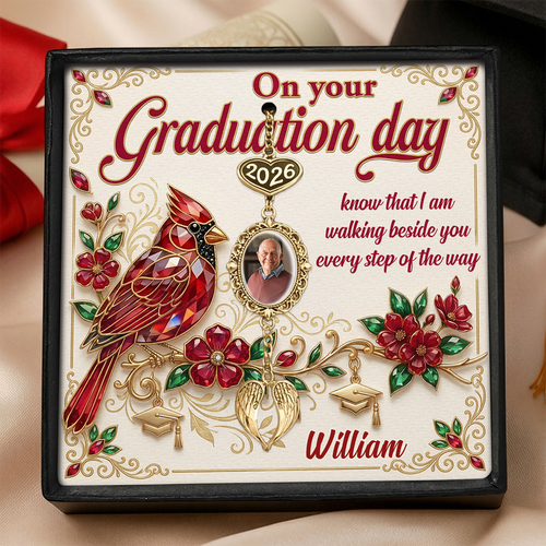 Graduation Tassel Photo Charm with Angel Wing
