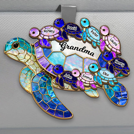 Mom Grandma Sea Turtle - Personalized Car Visor Clip