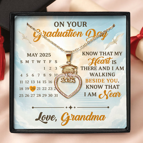 Grad Cap Heart Necklace