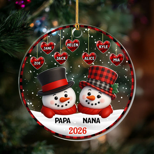 Snowman Christmas Grandparents - Personalized 1-Layer Acrylic Ornament