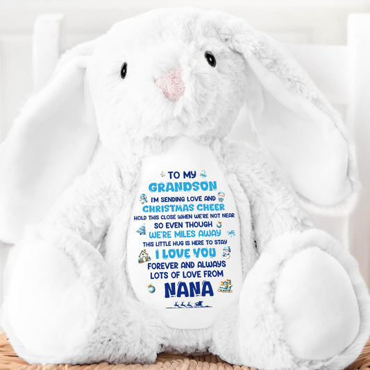 A Christmas Hug While We Are Apart - Personalized Stuffed Bunny