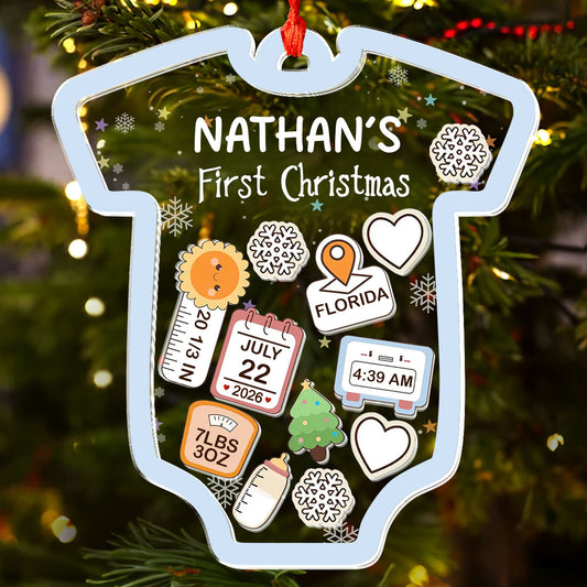 Baby 1st Christmas - Personalized 3 Layered Christmas Shaker Ornament