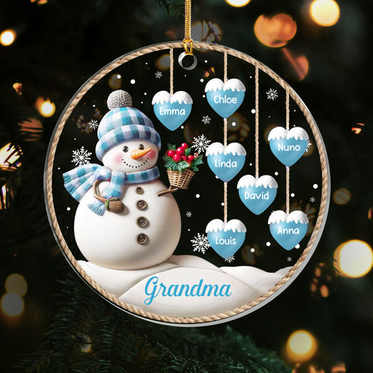 Frosty Hearts Family - Personalized 1-Layer Acrylic Ornament