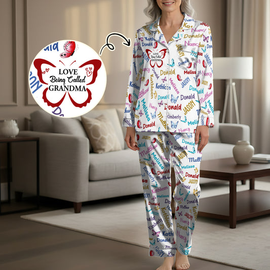Love Is Being Called Grandma - Personalized Satin PJM Set