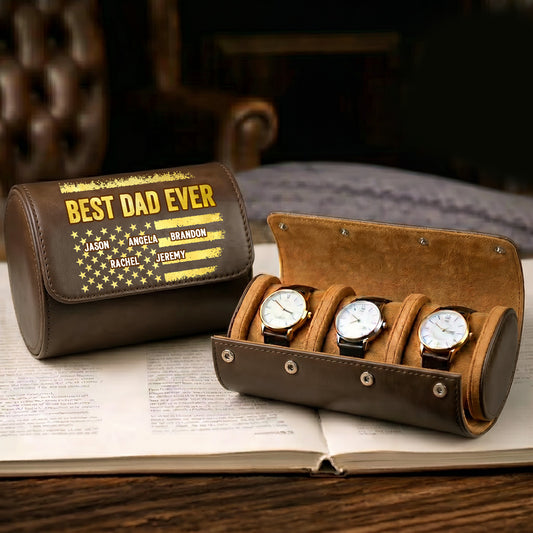 Best Dad Ever - Personalized Leather Watch Case