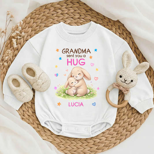Grandma Sent You A Hug - Personalized Baby One-Piece