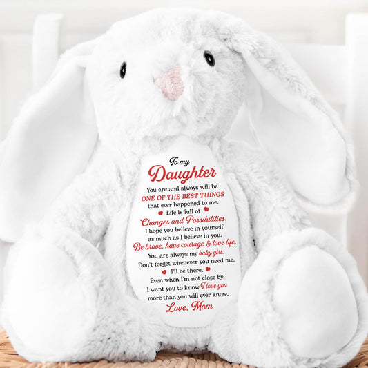 Inspirational Back To School Message - Personalized Stuffed Bunny