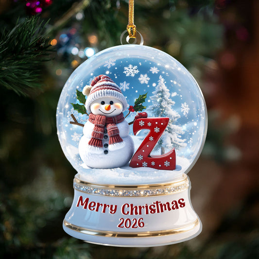 Snowglobe Snowman Merry Christmas - Personalized 1-Layer Acrylic Ornament