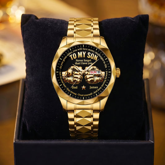 Stay Strong And Keep Moving Forward - Personalized Men's Wrist Watch