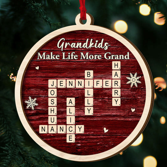 Life Is Better With Grandkids - Personalized 2-Layered Wooden Ornament