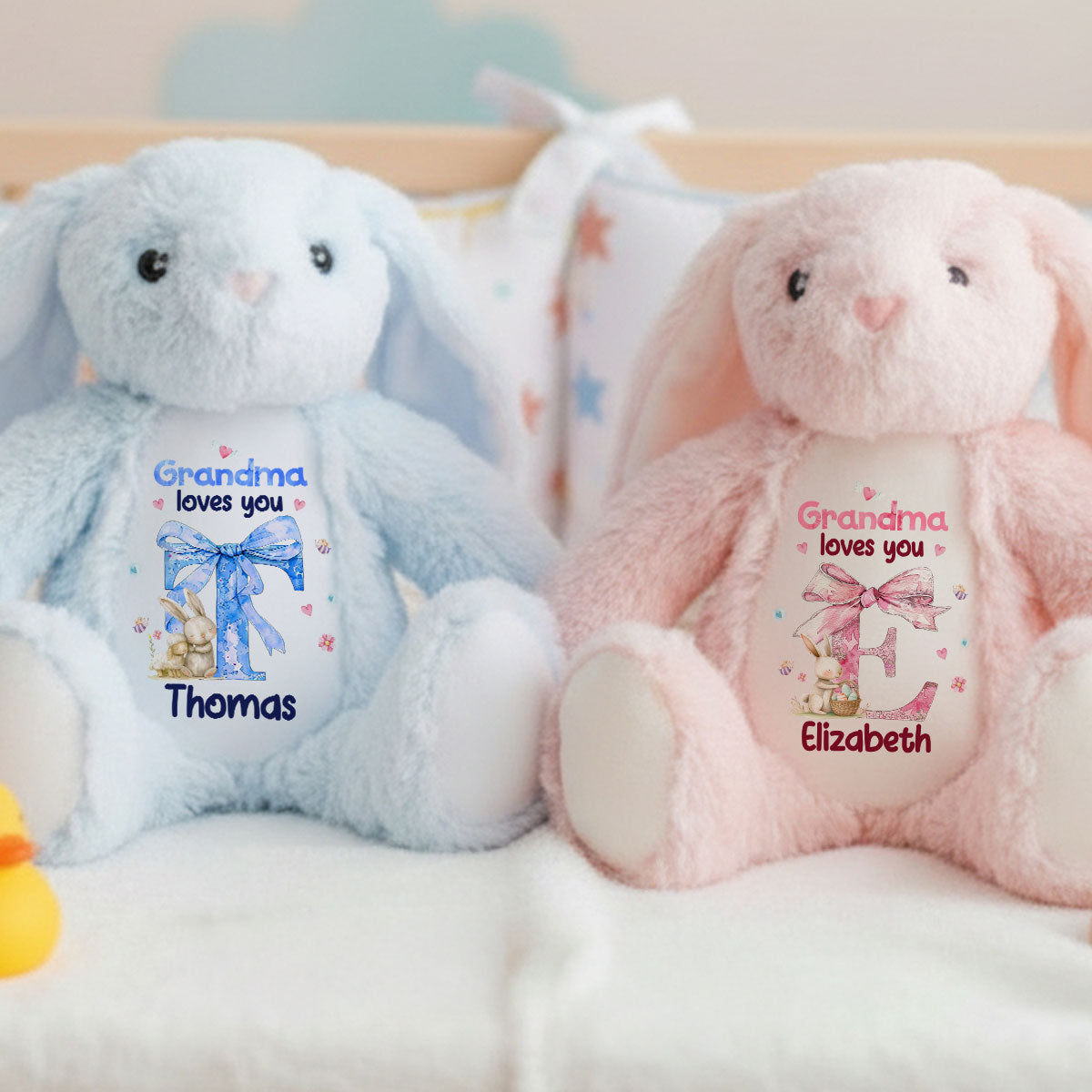 Gift For Grandchild - Grandma Loves You - Personalized Stuffed Bunny ...