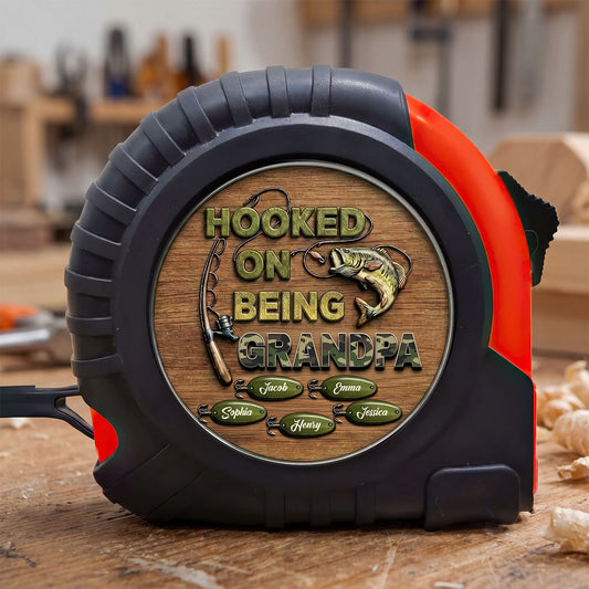 Hooked On Being Grandpa - Personalized Tape Measure