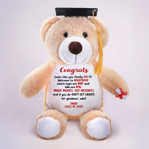 Make Money Not Mistakes - Personalized Graduation Teddy Bear