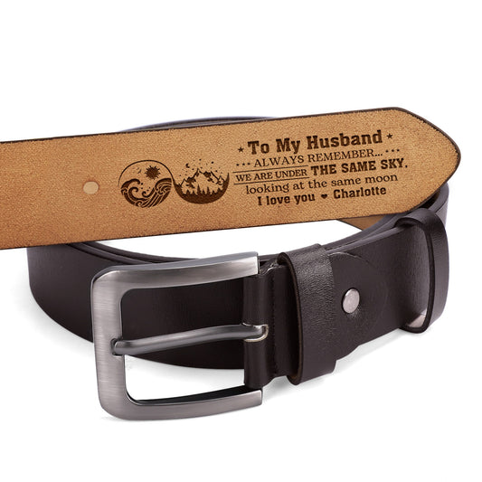 We Are Under The Same Sky - Personalized Engraved Leather Belt