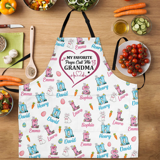 My Favorite Peeps Call Me Grandma - Personalized Apron With Pocket