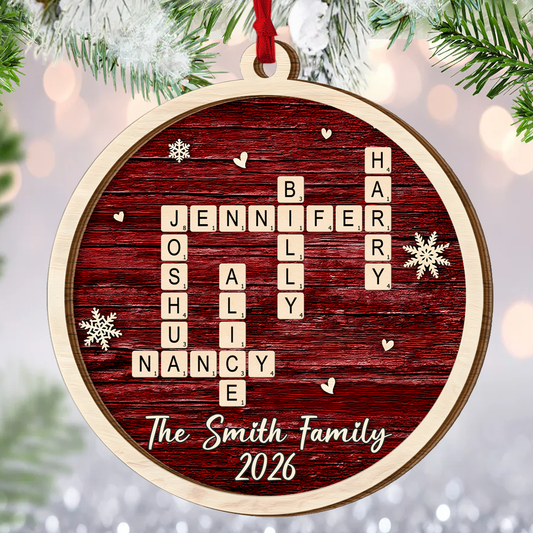 Family Name Christmas - Personalized 2-Layered Wooden Ornament