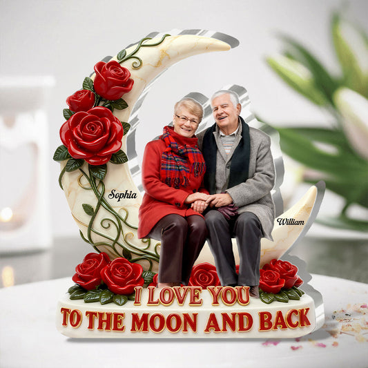 I Love You To The Moon And Back - Personalized Custom Shaped Acrylic Plaque