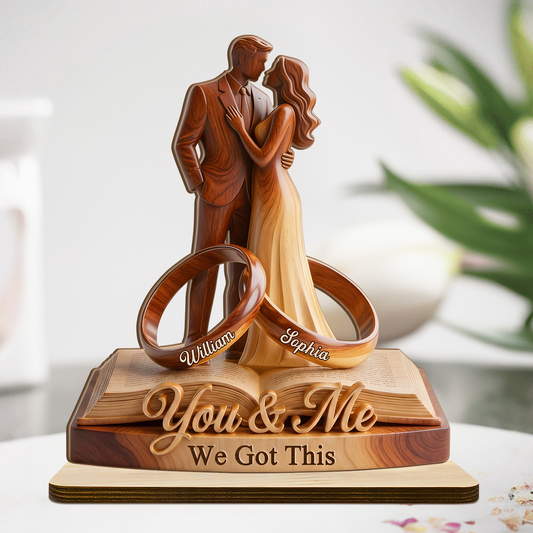 Together Always Hand In Hand - Personalized 2-Layer Wood Plaque With Flat Base