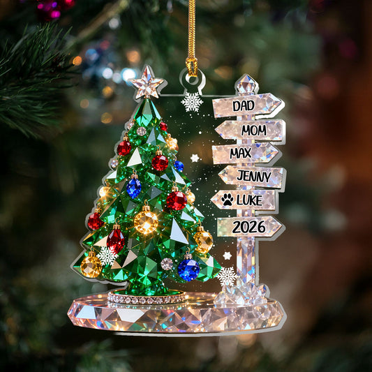 Family Signpost Custom Name - Personalized 1-Layer Acrylic Ornament
