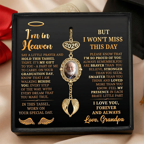 Graduation Tassel Photo Charm with Angel Wing