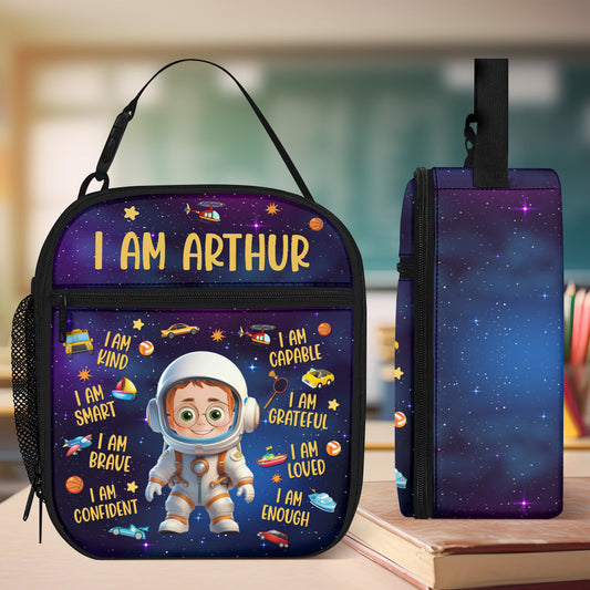 Galaxy And Unicorn Kid Affirmation - Personalized Lunch Bag