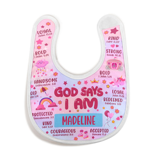 God Says I Am - Personalized Baby Bib