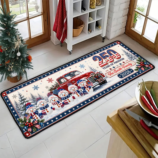 Festive Patriotic Red Truck Magic - Personalized Runner Rug