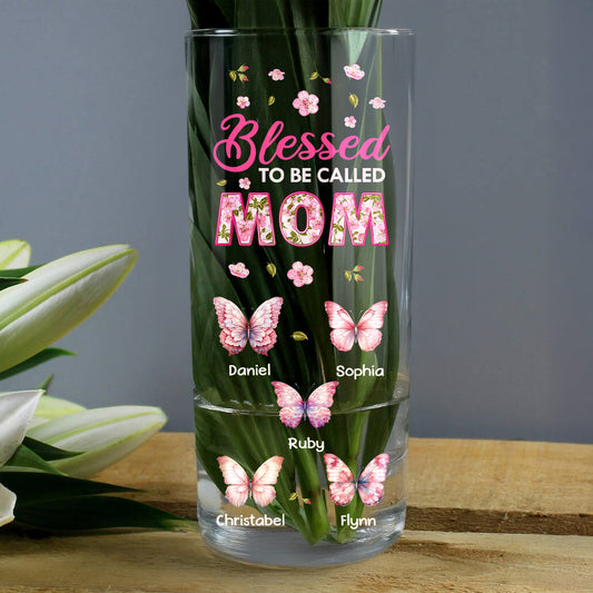 Blessed To Be Called Mom - Personalized Glass Vase