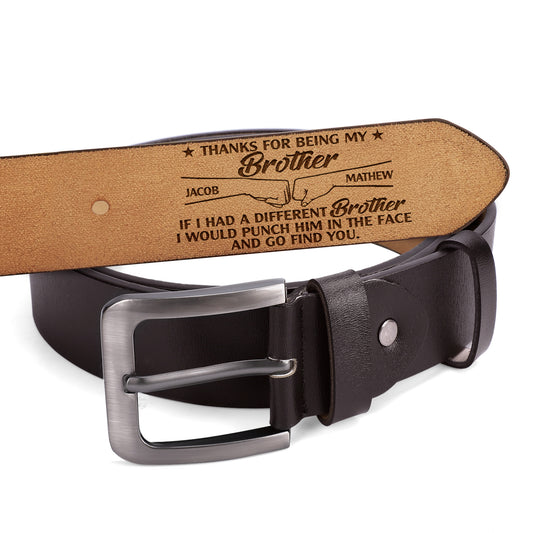 Thanks For Being My Brother - Personalized Engraved Leather Belt