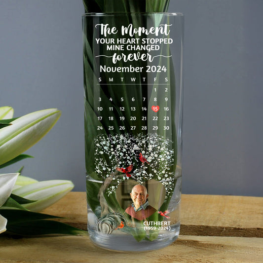 The Moment Your Heart Stopped Mine Changed Forever - Personalized Glass Vase