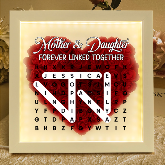 Mother And Daughter Forever Linked Together - Personalized Heart Flower Shadow Box