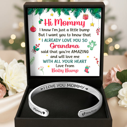 Dear Mommy I Love You - Personalized Cuff Bangle Bracelet With Box