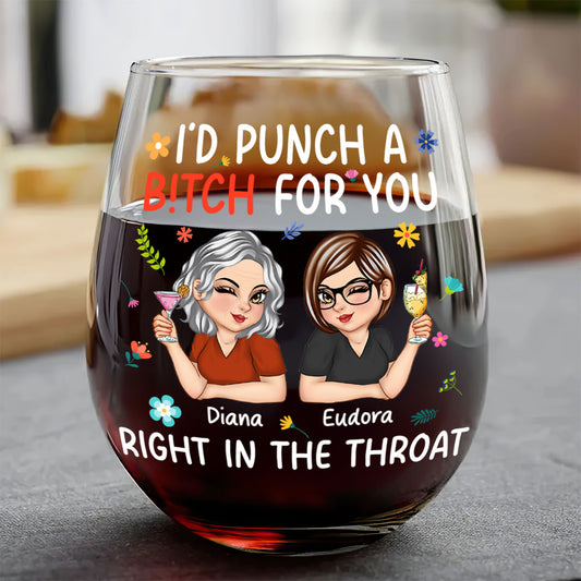 Right In The Throat - Personalized Stemless Wine Glass